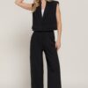 Lapel Collar Vest with Structured Shoulder Pads