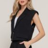 Lapel Collar Vest with Structured Shoulder Pads