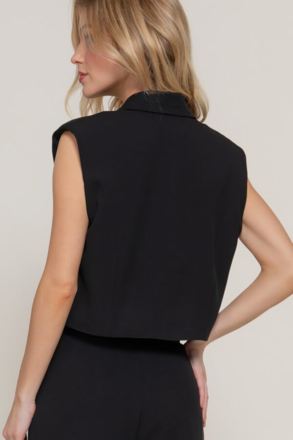 Lapel Collar Vest with Structured Shoulder Pads