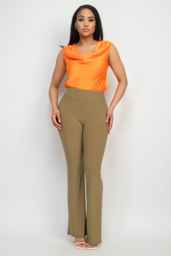 High-Rise Fit-and-Flare Elastic Waist Pants