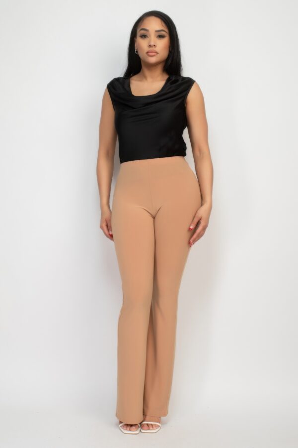Fit-and-Flare Pants with High-Rise Elastic Waist
