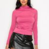 Mock Neck Top with Side Ruching