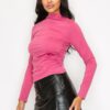 Mock Neck Top with Side Ruching
