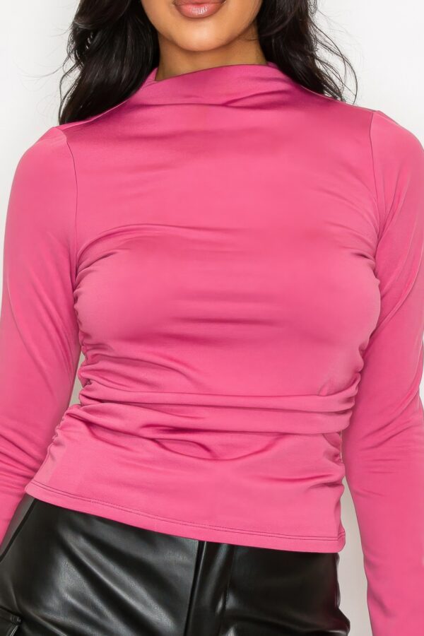 Mock Neck Top with Side Ruching