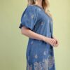 Paisley Embroidered Mini Dress with Puff Sleeves