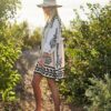 Boho Printed 3/4 Sleeve Dress with Tassel Tie