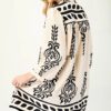Boho Printed 3/4 Sleeve Dress with Tassel Tie