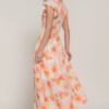 Ruffle-Sleeve Smocked Tiered Floral Dress