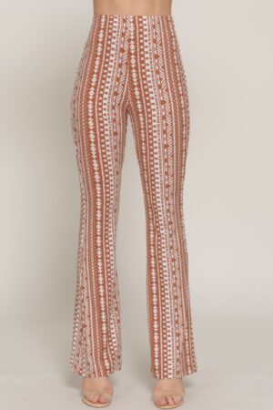 Slim Flare Print Pants with Elastic Waist