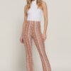 Slim Flare Print Pants with Elastic Waist