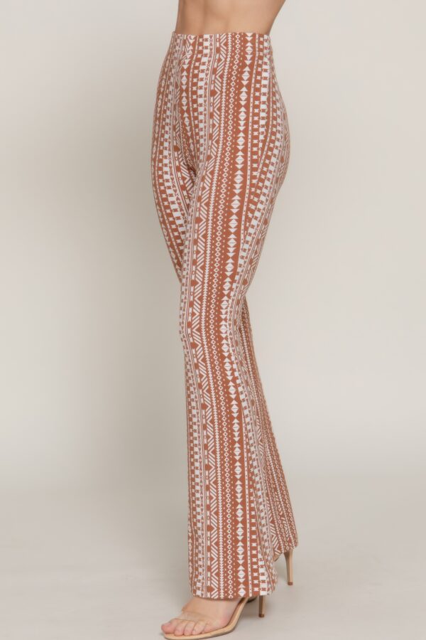 Slim Flare Print Pants with Elastic Waist
