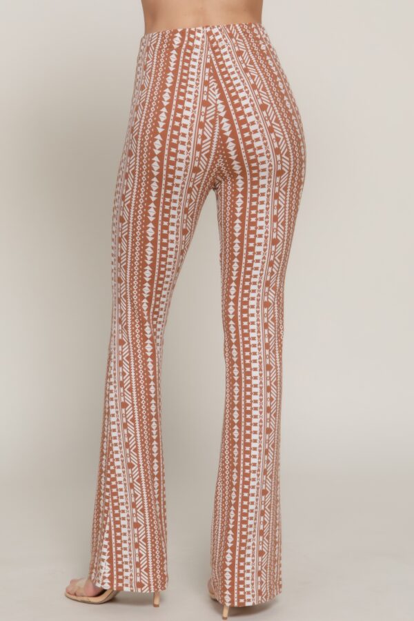 Slim Flare Print Pants with Elastic Waist