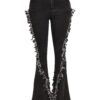 High-Waist Distressed Fringe Denim Flared Pant – Plus Size