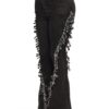 High-Waist Distressed Fringe Denim Flared Pant – Plus Size