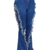 Distressed Fringe Denim Flare Pant – Plus Size