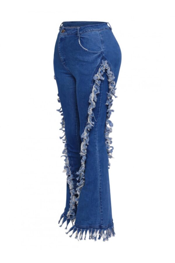 Distressed Fringe Denim Flare Pant – Plus Size