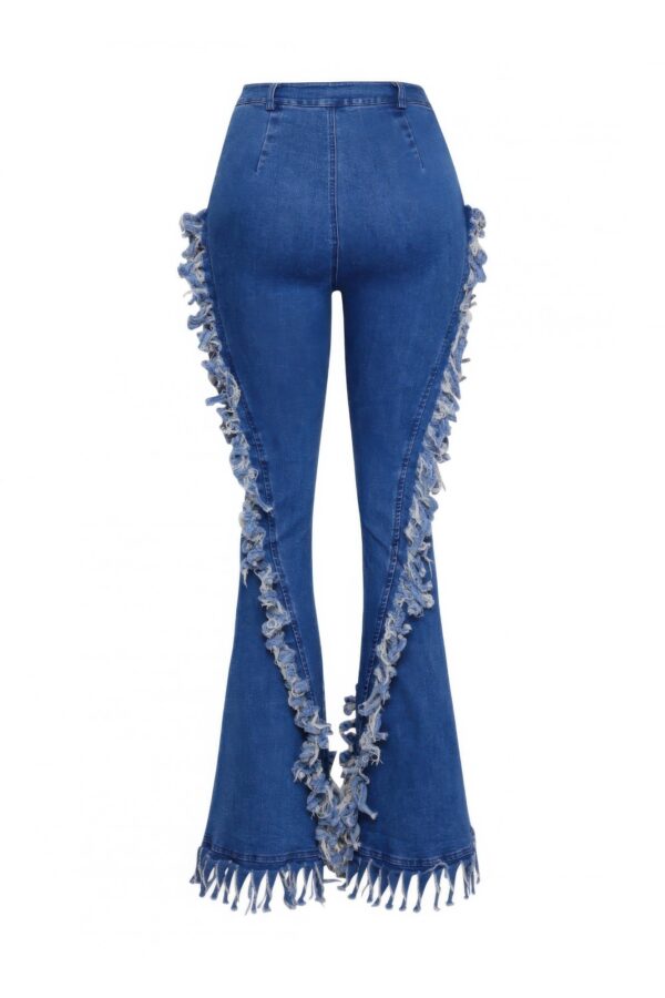 Distressed Fringe Denim Flare Pant – Plus Size