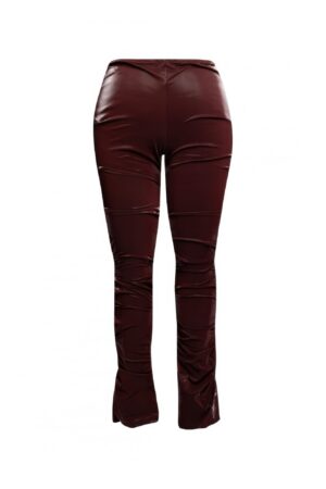 Velvet PU Ruched High-Waist Pants – Plus Size