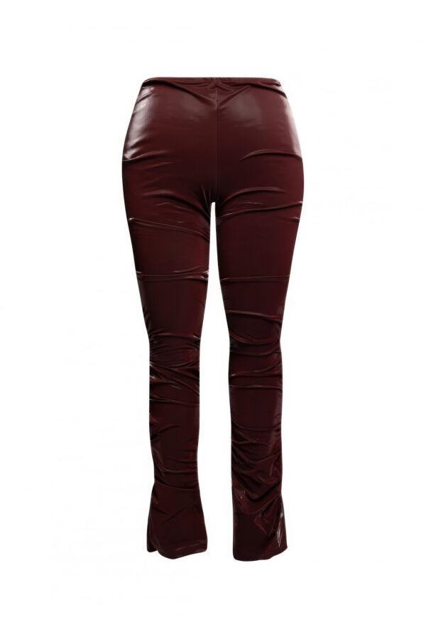Velvet PU Ruched High-Waist Pants – Plus Size