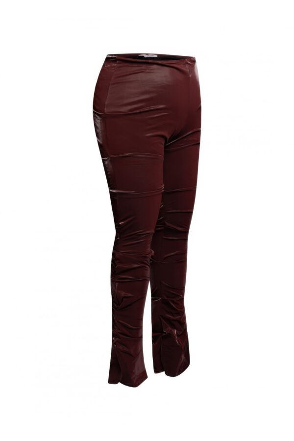 Velvet PU Ruched High-Waist Pants – Plus Size