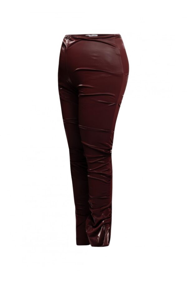Velvet PU Ruched High-Waist Pants – Plus Size