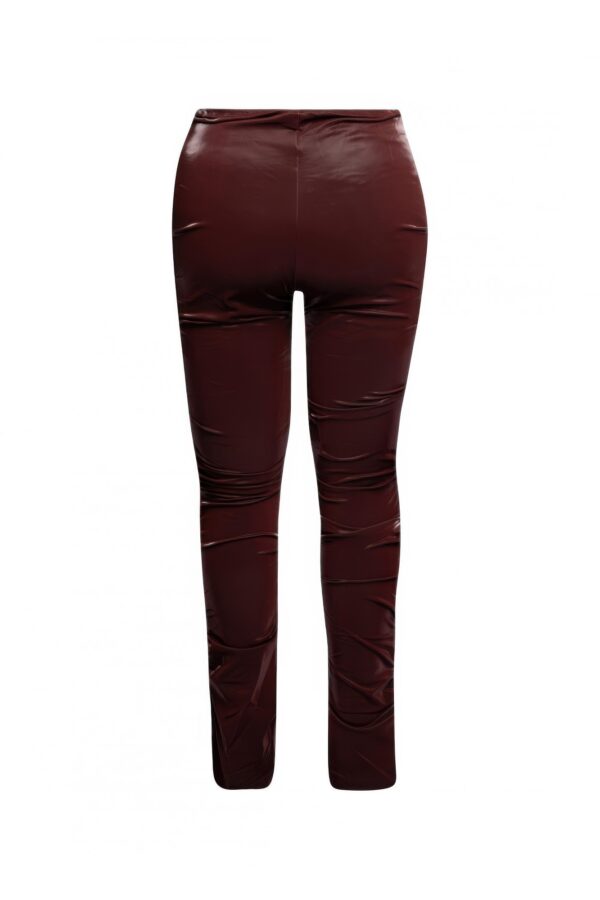 Velvet PU Ruched High-Waist Pants – Plus Size