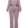 Plus Size Zip Hoodie and Wide-Leg Pants Set