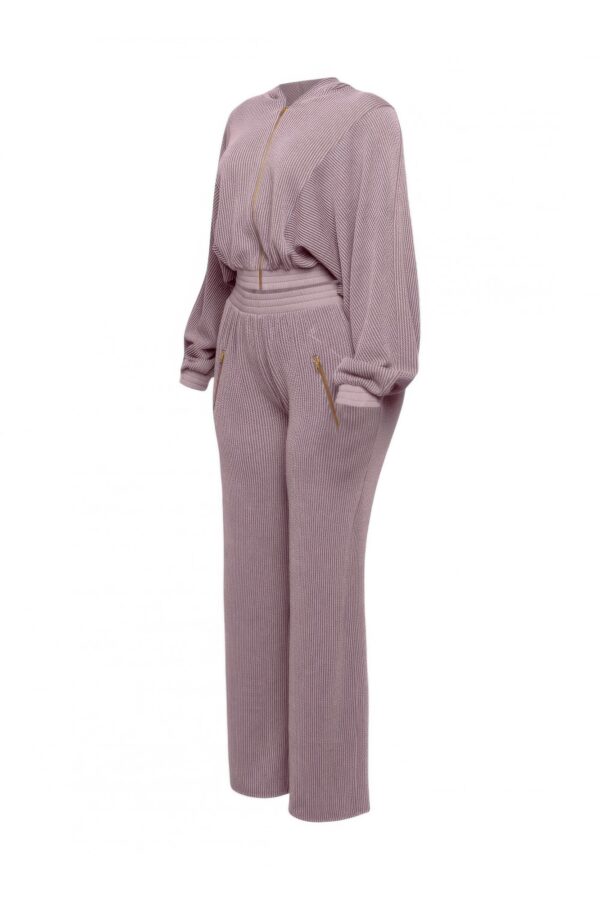 Plus Size Zip Hoodie and Wide-Leg Pants Set