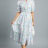 Ruffle Smocked Midi Dress – Puff Sleeve Cotton