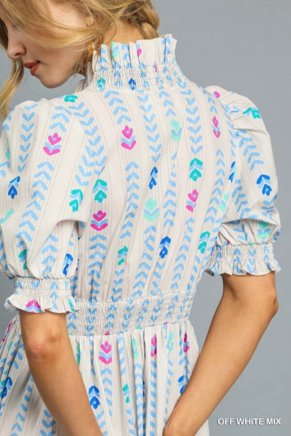 Ruffle Smocked Midi Dress – Puff Sleeve Cotton