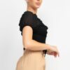 Ruffled Lace-Up Crop Top with Shirred Back