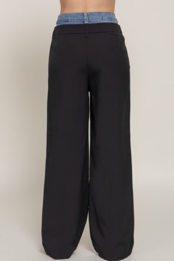 Straight-Leg Pants with Contrast Denim Waist