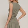 Sleeveless Boat-Neck Mini Dress with Voluminous Skirt
