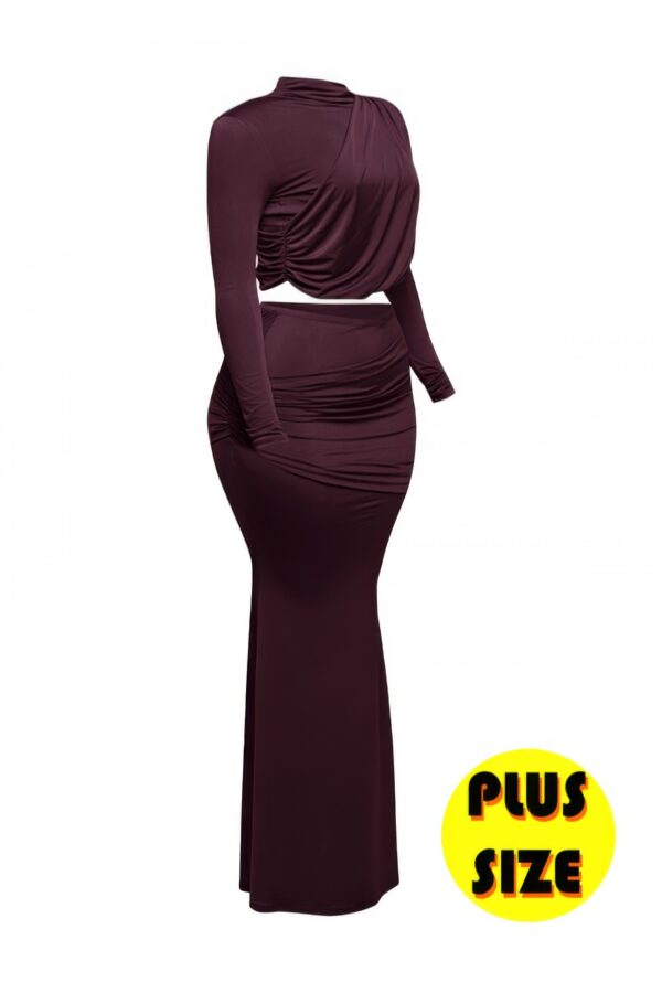 Plus Size Shirred Top & Maxi Skirt Set – Pull-On