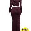 Plus Size Shirred Top & Maxi Skirt Set – Pull-On
