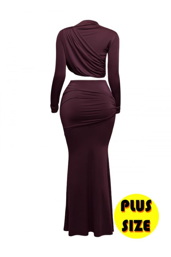 Plus Size Shirred Top & Maxi Skirt Set – Pull-On