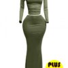 Plus Size Asymmetrical One-Shoulder Top & Mermaid Skirt Set