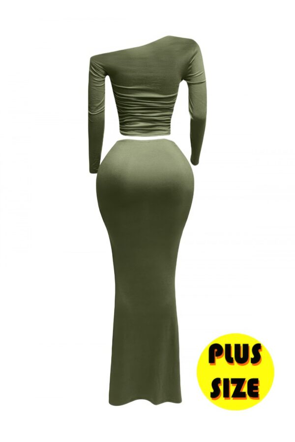 Plus Size Asymmetrical One-Shoulder Top & Mermaid Skirt Set