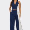 Two-Piece Color Block Set – Straight-Leg Pants & Two-Tone Top