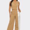 Two-Piece Colorblock Top & Straight-Leg Pants