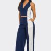 Two-Piece Color Block Set – Straight-Leg Pants & Two-Tone Top