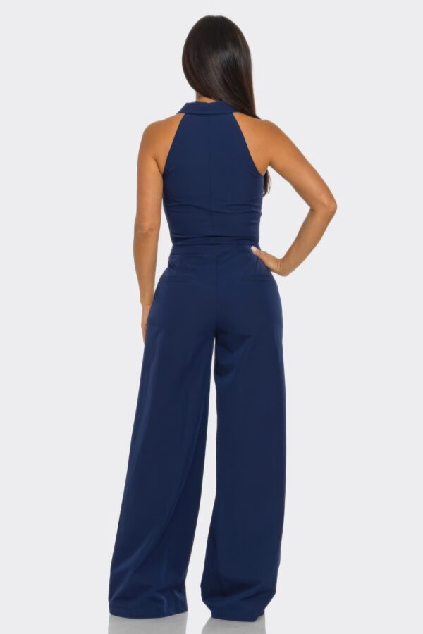 Two-Piece Color Block Set – Straight-Leg Pants & Two-Tone Top