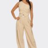 Fanny One-Shoulder Waistcoat & Straight-Leg Pants Set