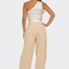Fanny One-Shoulder Waistcoat & Straight-Leg Pants Set