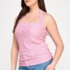 Plus Halter Tie Crinkle Knit Top – Ruched Sides