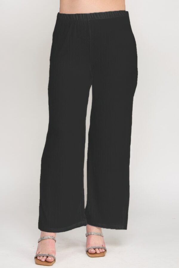 Plus Size Crinkle Knit Wide-Leg Pants