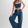 Drawstring Lounge Set – Crop Top & Relaxed Pants