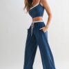 Drawstring Lounge Set – Crop Top & Relaxed Pants