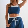 Drawstring Lounge Set – Crop Top & Relaxed Pants