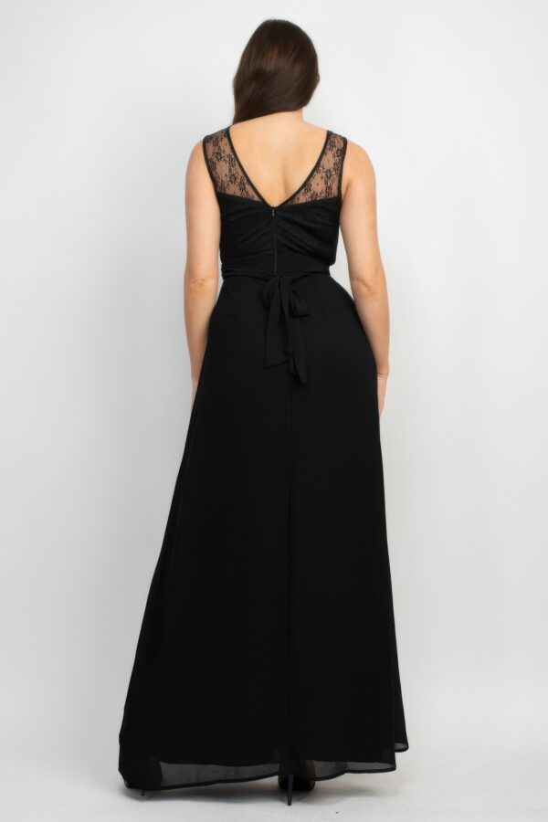 Sleeveless Lace Maxi Dress with Jewel Waist-Tie